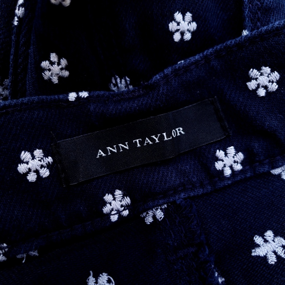 Ann Taylor Navy Embroidered Daisy Skinny Jeans - Picture 5 of 6